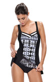 Tropical Floral Print Peplum One Piece Swimsuit XL