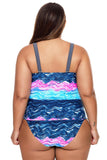 Summer Waves Cross Back Tankini Tie Side Swimsuit Plus
