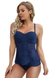Navy Blue Lace Flyaway Underwired Tankini Bathing Suit