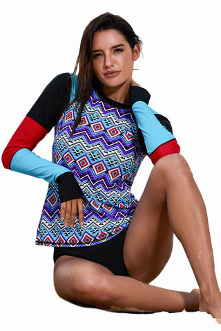 Chic Geometry Color block Long Sleeve Rashguard