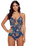 Blue Printed Sweetheart Monokini