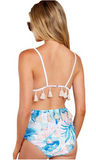Multicolor Tropical Print Tassel High Waist Bikini