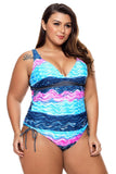 Summer Waves Cross Back Tankini Tie Side Swimsuit Plus