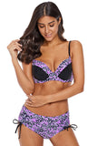 Lilac Floral Accent Bikini Tie Side Bottom Swimsuit