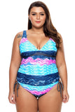 Summer Waves Cross Back Tankini Tie Side Swimsuit Plus